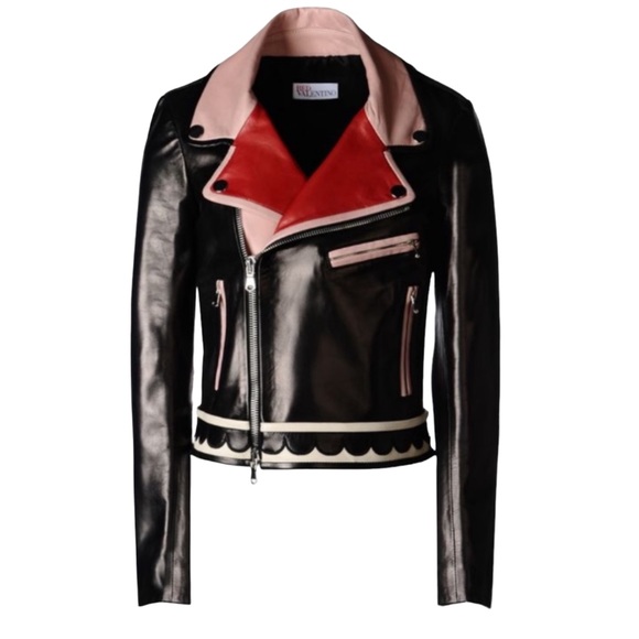 Valentino Heart Intarsia Leather Biker Jacket. (MC) - Picture 7 of 17